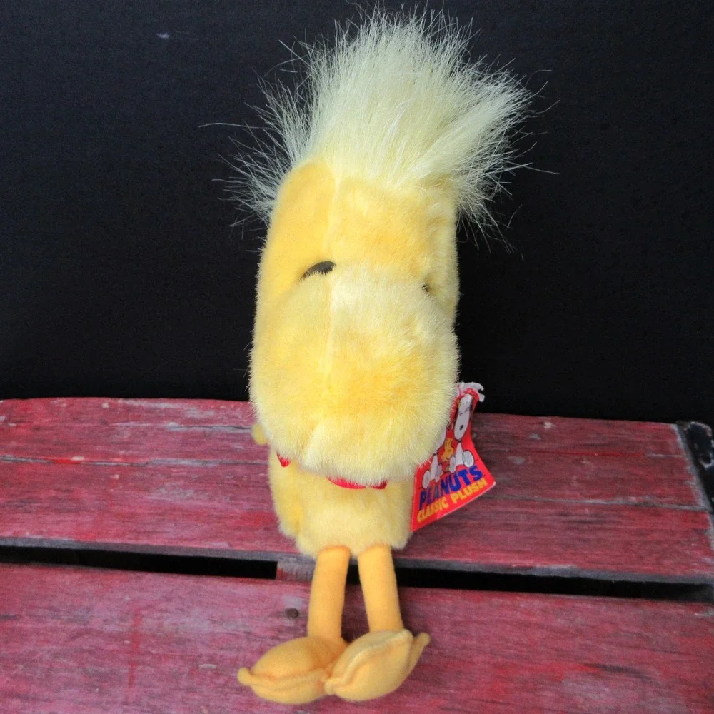 Vintage Dakin Peanuts Woodstock Plush Stuffed Animal Toy Red Bow 8